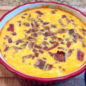 Tater tot breakfast quiche with eggs, cheese, and crispy tots