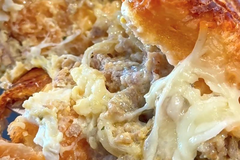 Croissant Breakfast Bake with Sausage