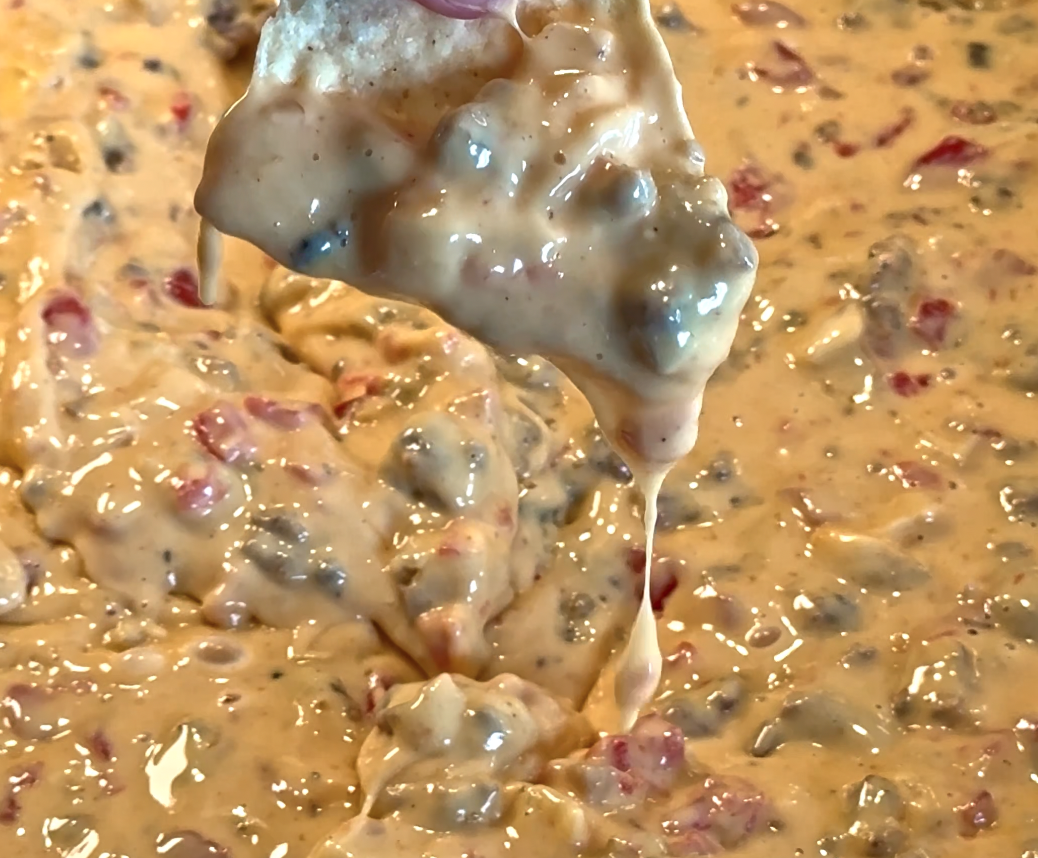Quick Velveeta Sausage Queso with Rotel