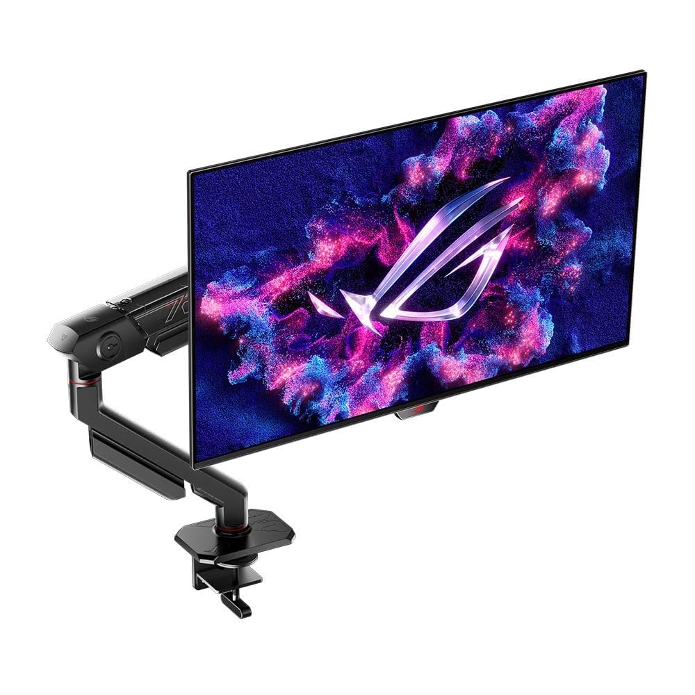 ASUS ROG Swift 27 inch 1440p OLED DSC gaming monitor with slim bezels and RGB stand